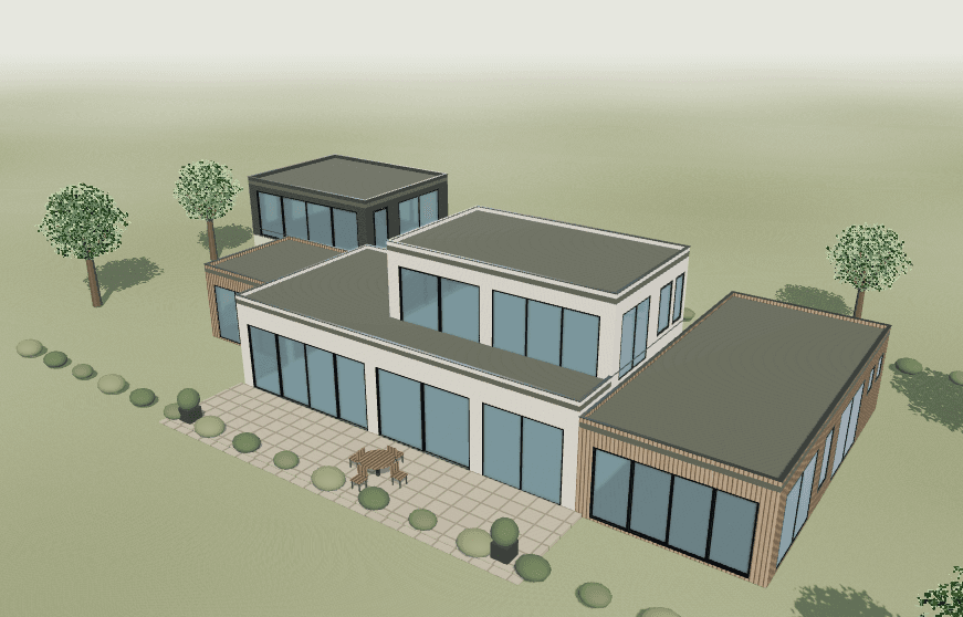 Actual Fenestry authored house model with black exterior frames
